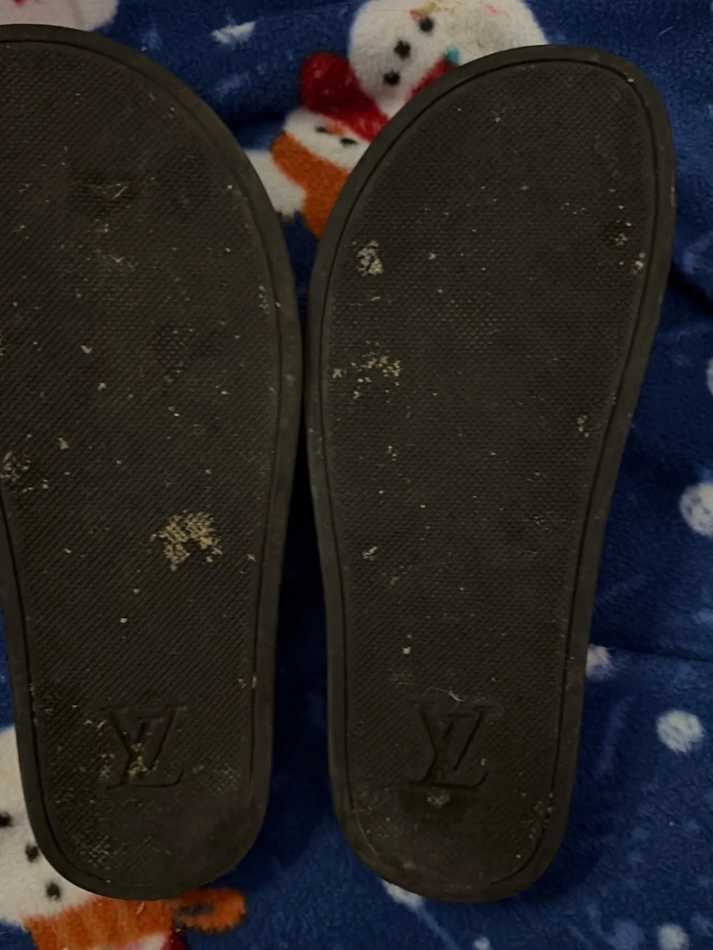 Louis Vuitton Monogram Eclipse Slide Sandals in Black and Gray